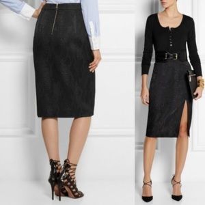 Altuzarra for Target Python Jacquard Print Pencil Skirt Front Slit Black Size 10